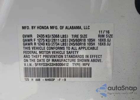 2017 Acura Mdx z USA, uszkodzony, nr VIN 5FRYD3H33HB006412